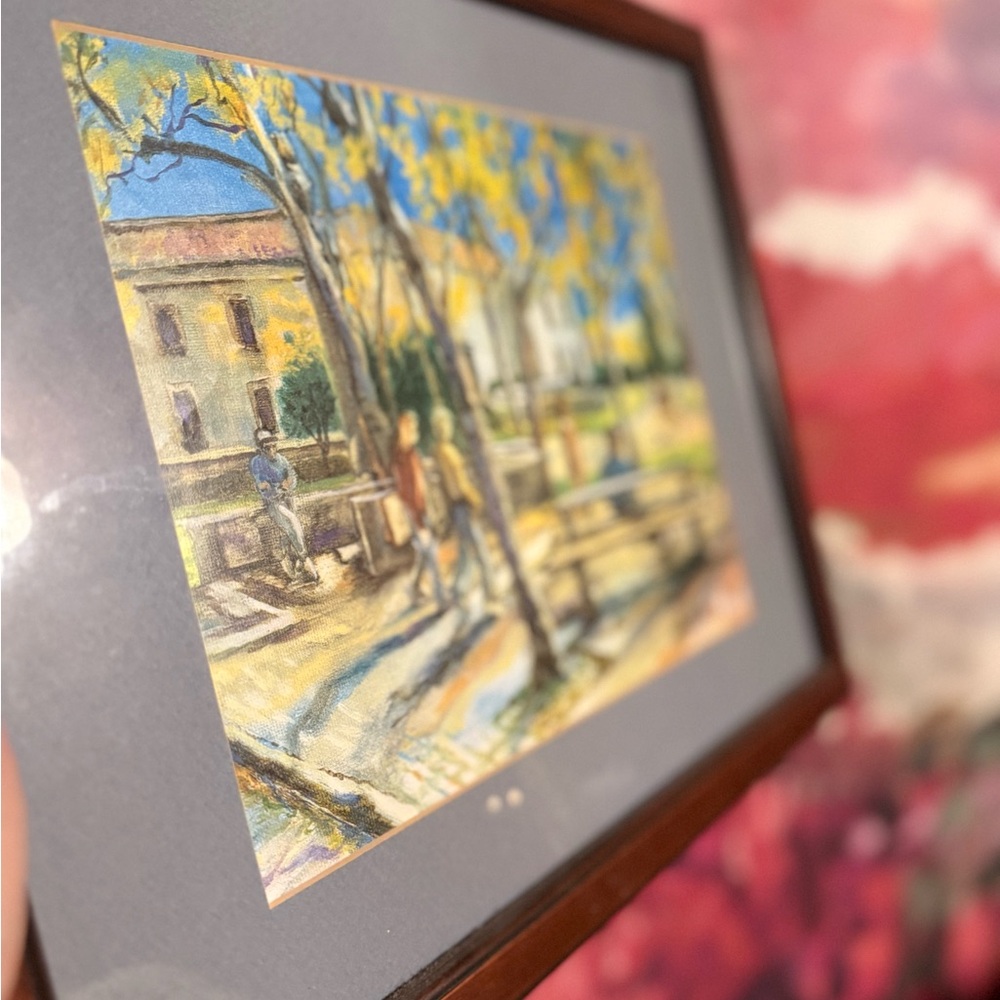 Autumnal Collegiate Art Print with Brown Frame
